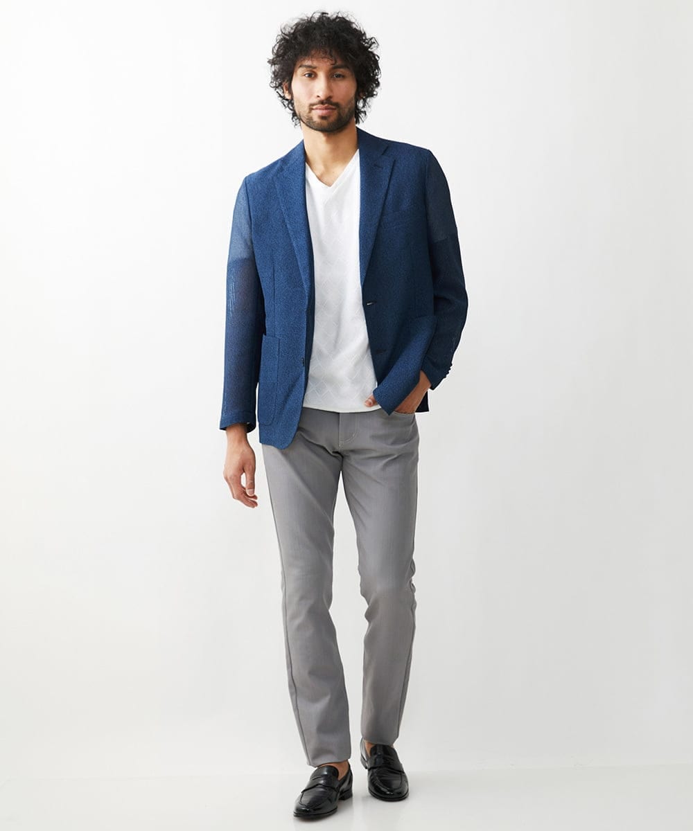 MNLTX50170 MICHEL KLEIN HOMME(ミッシェルクラン オム) 【撥水】プレビアシャンブレー5ポケットパンツ グレー