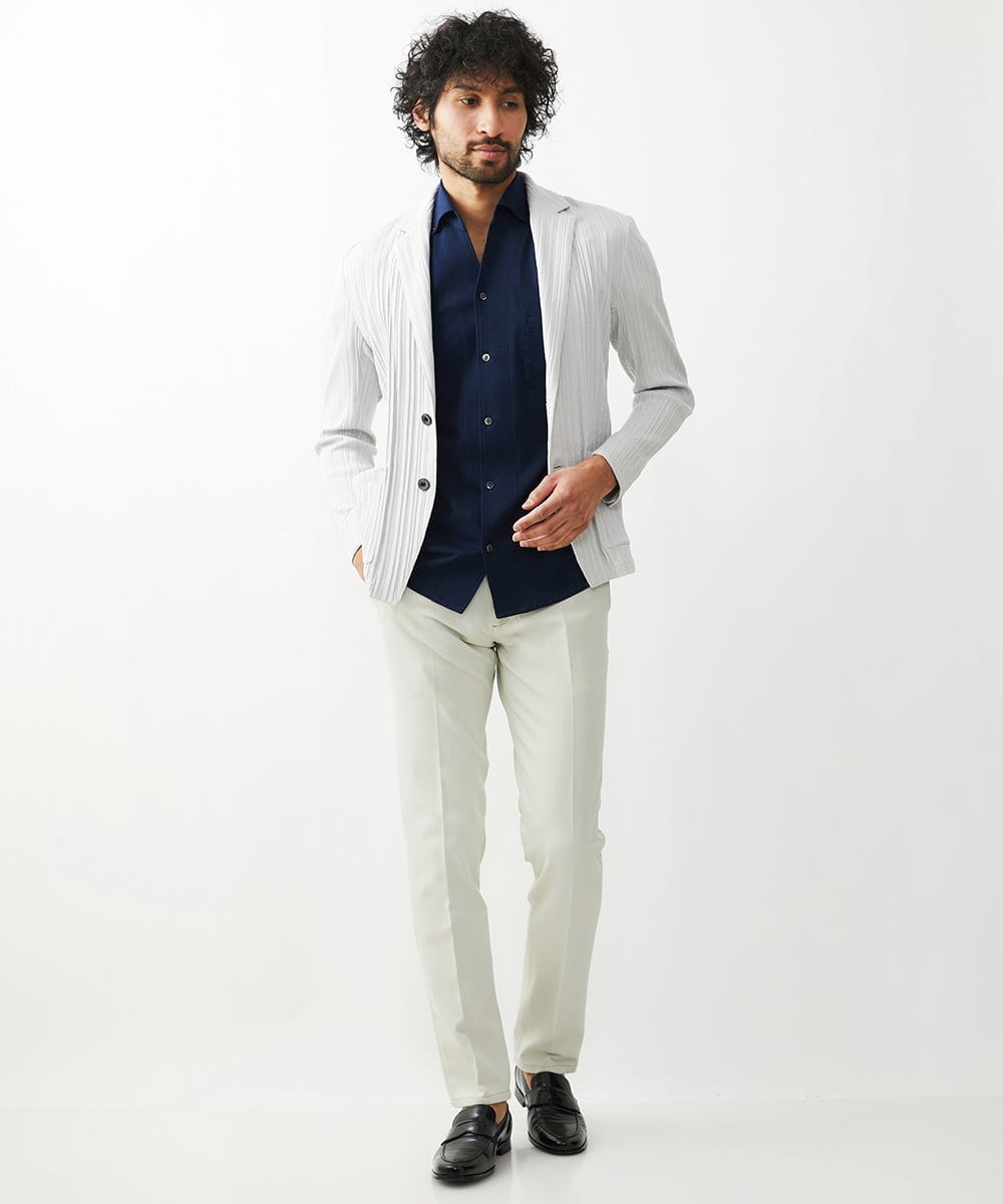 MNLTX55190 MICHEL KLEIN HOMME(ミッシェルクラン オム) 【撥水】プレビアシャンブレースラックスパンツ ベージュ
