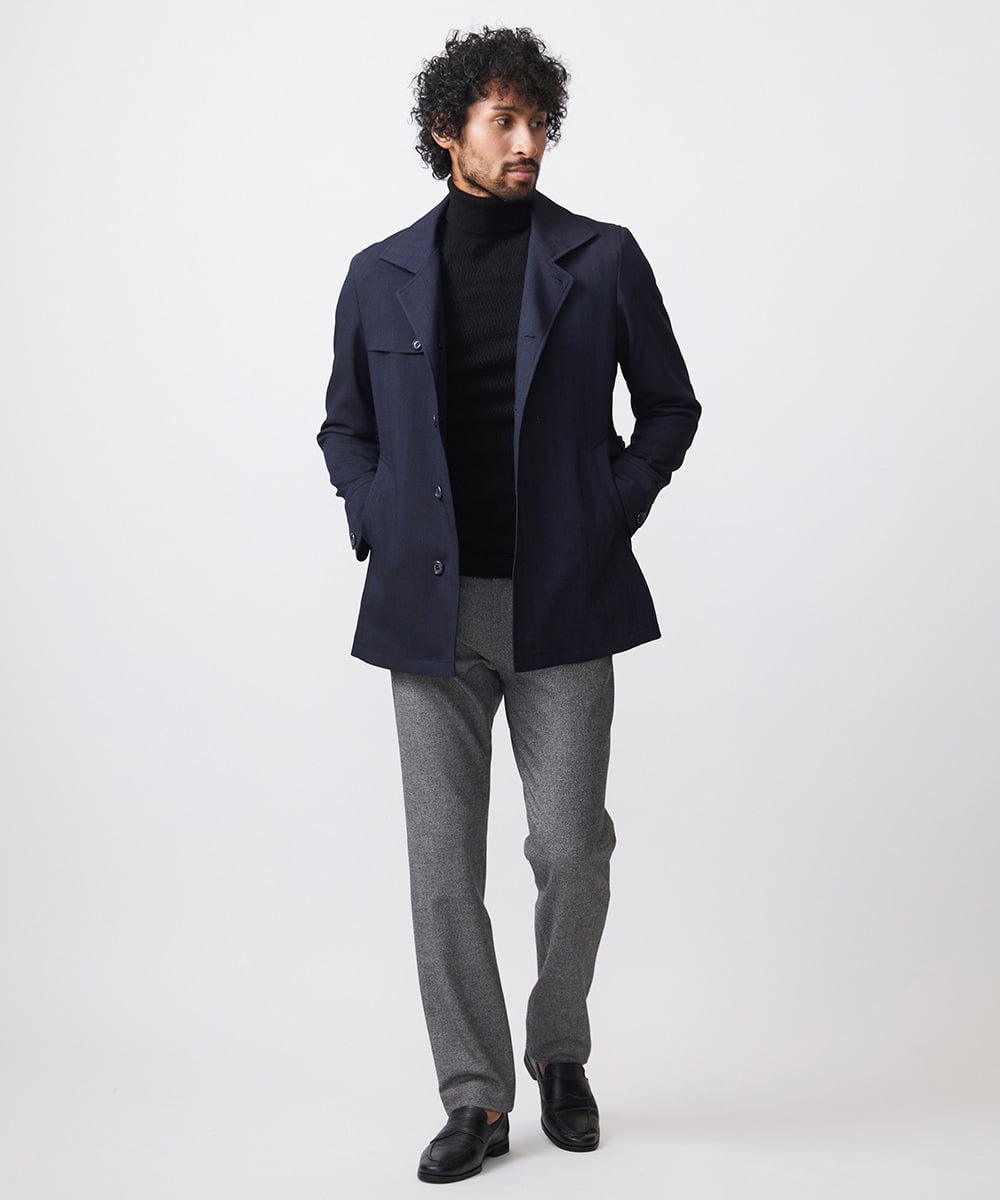 MNUAA01530 MICHEL KLEIN HOMME(ミッシェルクラン オム) ウール調スタンドカラーショートコート ネイビー