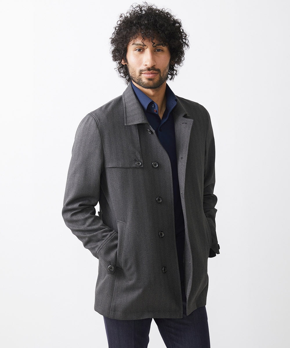 MNUAA01530 MICHEL KLEIN HOMME(ミッシェルクラン オム) ウール調スタンドカラーショートコート ダークグレー