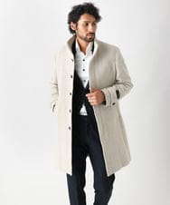 MNUAA13690 MICHEL KLEIN HOMME(ミッシェルクラン オム) へリンボン柄ウールコート ベージュ