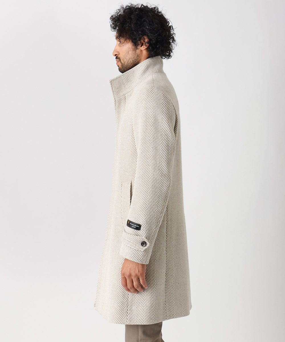 MNUAA13690 MICHEL KLEIN HOMME(ミッシェルクラン オム) へリンボン柄ウールコート ベージュ