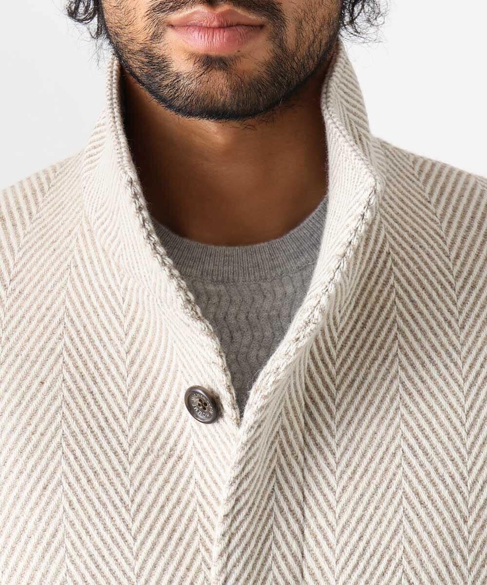 MNUAA13690 MICHEL KLEIN HOMME(ミッシェルクラン オム) へリンボン柄ウールコート ベージュ