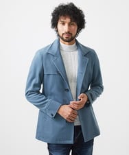 MNUCC11590 MICHEL KLEIN HOMME(ミッシェルクラン オム) スタンドカラーウールコート ライトブルー