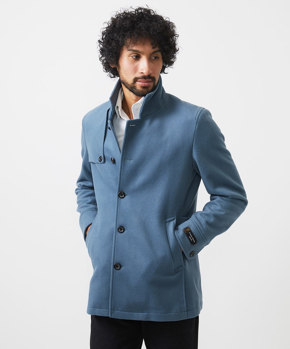 MNUCC11590 MICHEL KLEIN HOMME(ミッシェルクラン オム) スタンドカラーウールコート ライトブルー