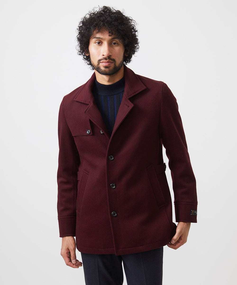 MNUCC11590 MICHEL KLEIN HOMME(ミッシェルクラン オム) スタンドカラーウールコート パープル