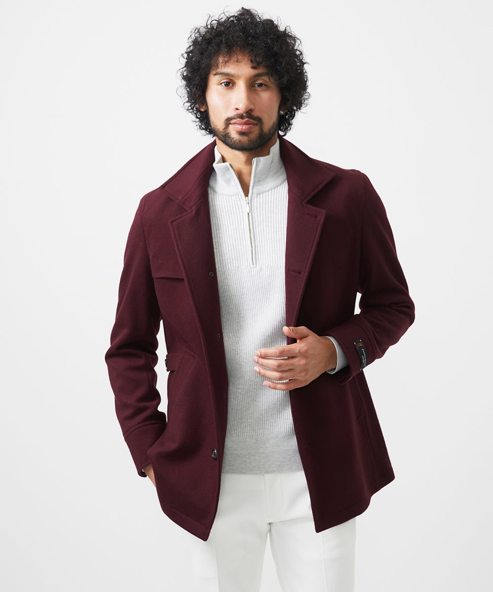 MNUCC11590 MICHEL KLEIN HOMME(ミッシェルクラン オム) スタンドカラーウールコート パープル