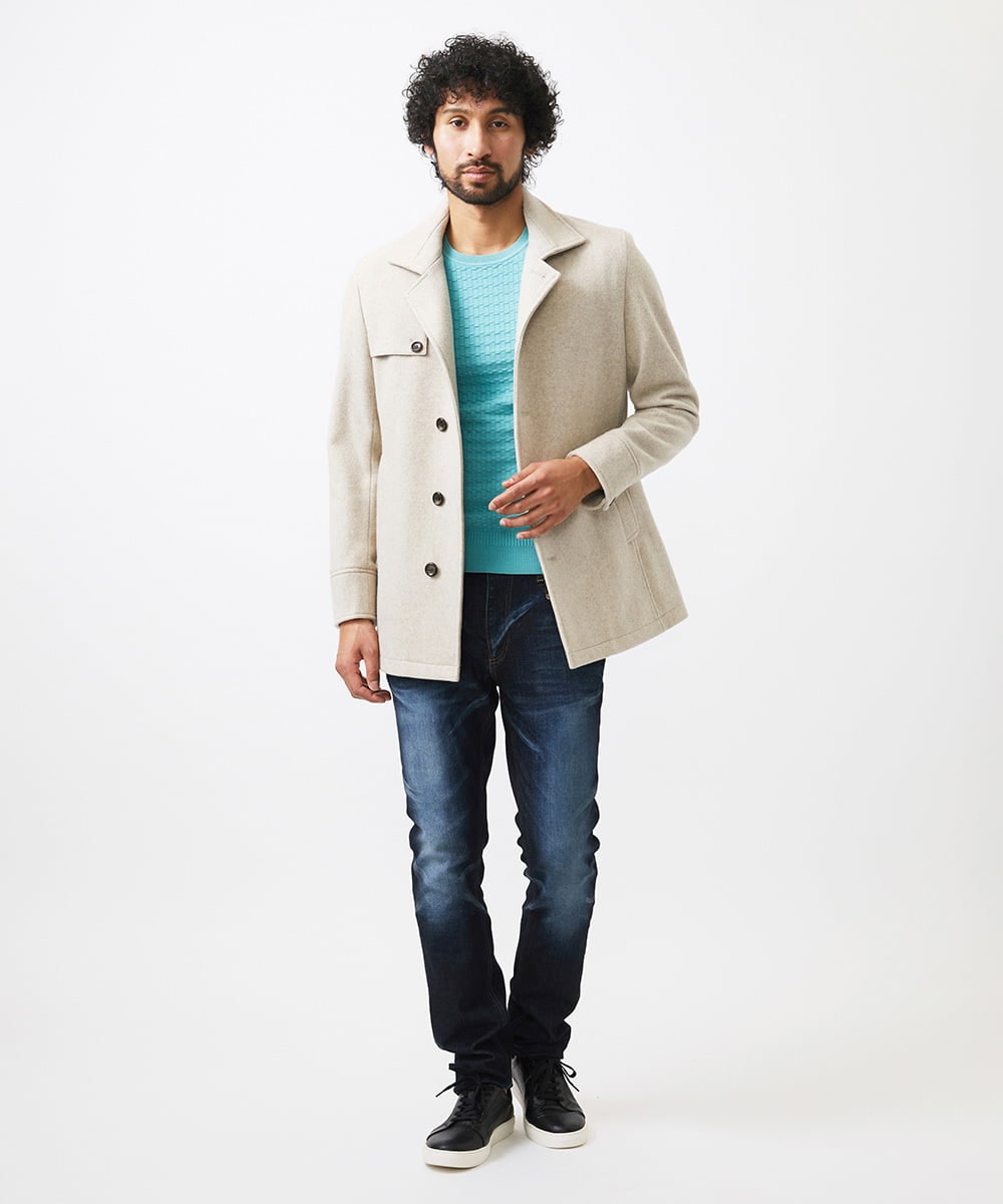 MNUCC11590 MICHEL KLEIN HOMME(ミッシェルクラン オム) スタンドカラーウールコート ベージュ