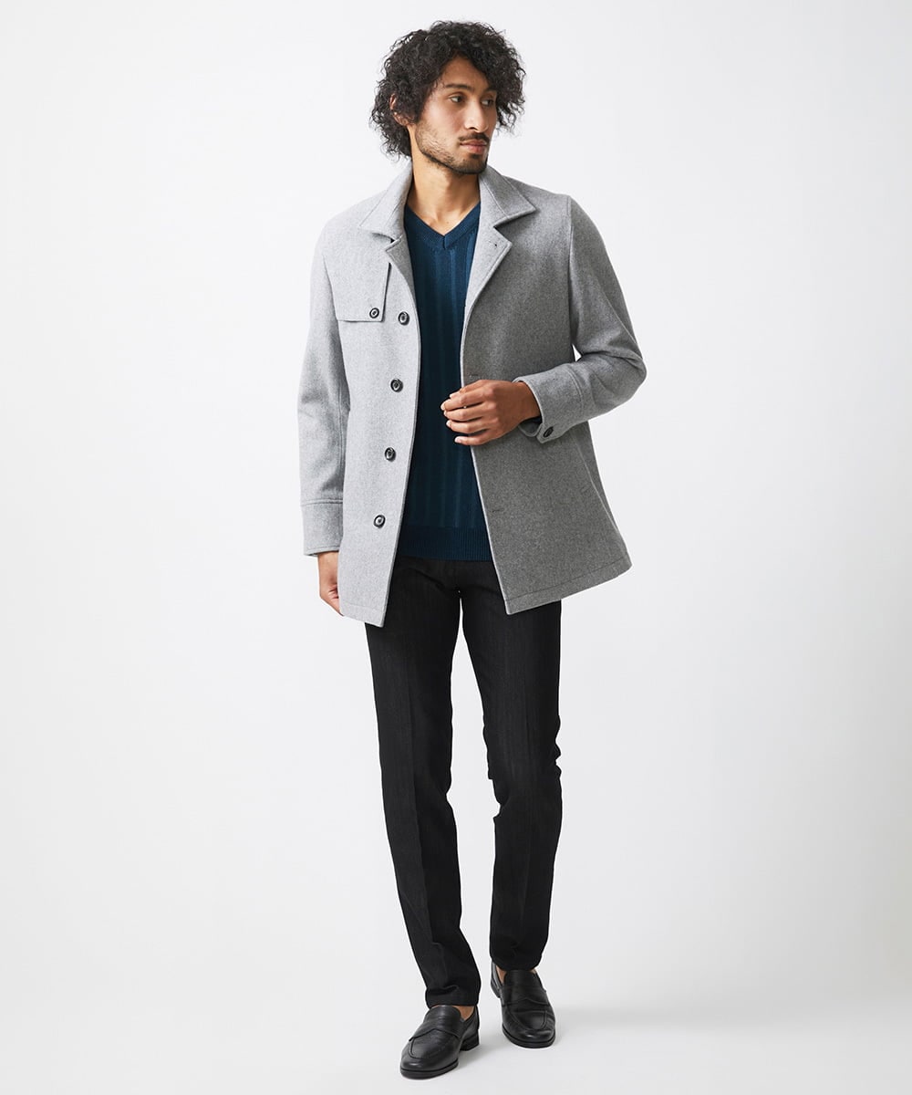 MNUCC11590 MICHEL KLEIN HOMME(ミッシェルクラン オム) スタンドカラーウールコート グレー