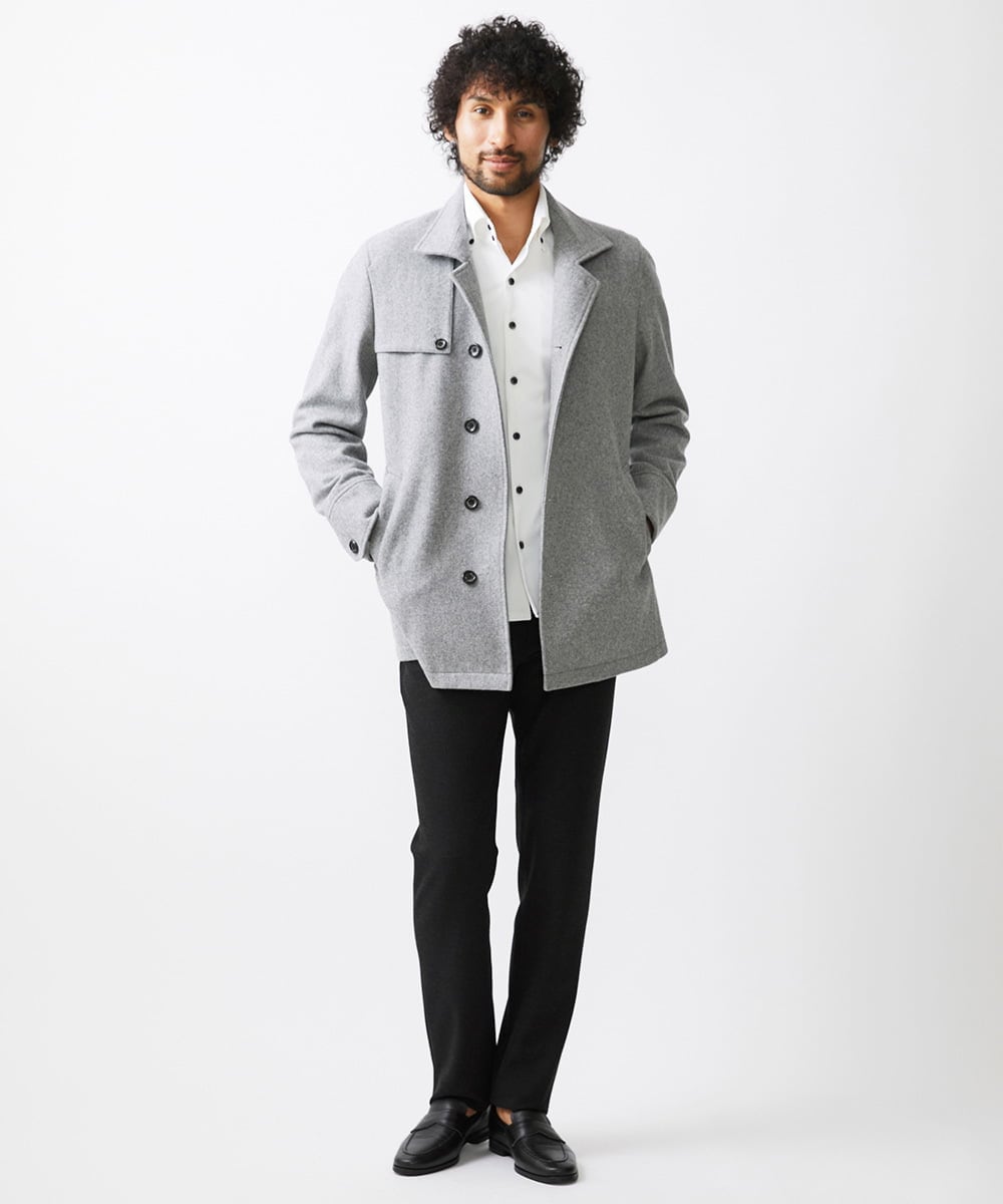 MNUCC11590 MICHEL KLEIN HOMME(ミッシェルクラン オム) スタンドカラーウールコート グレー
