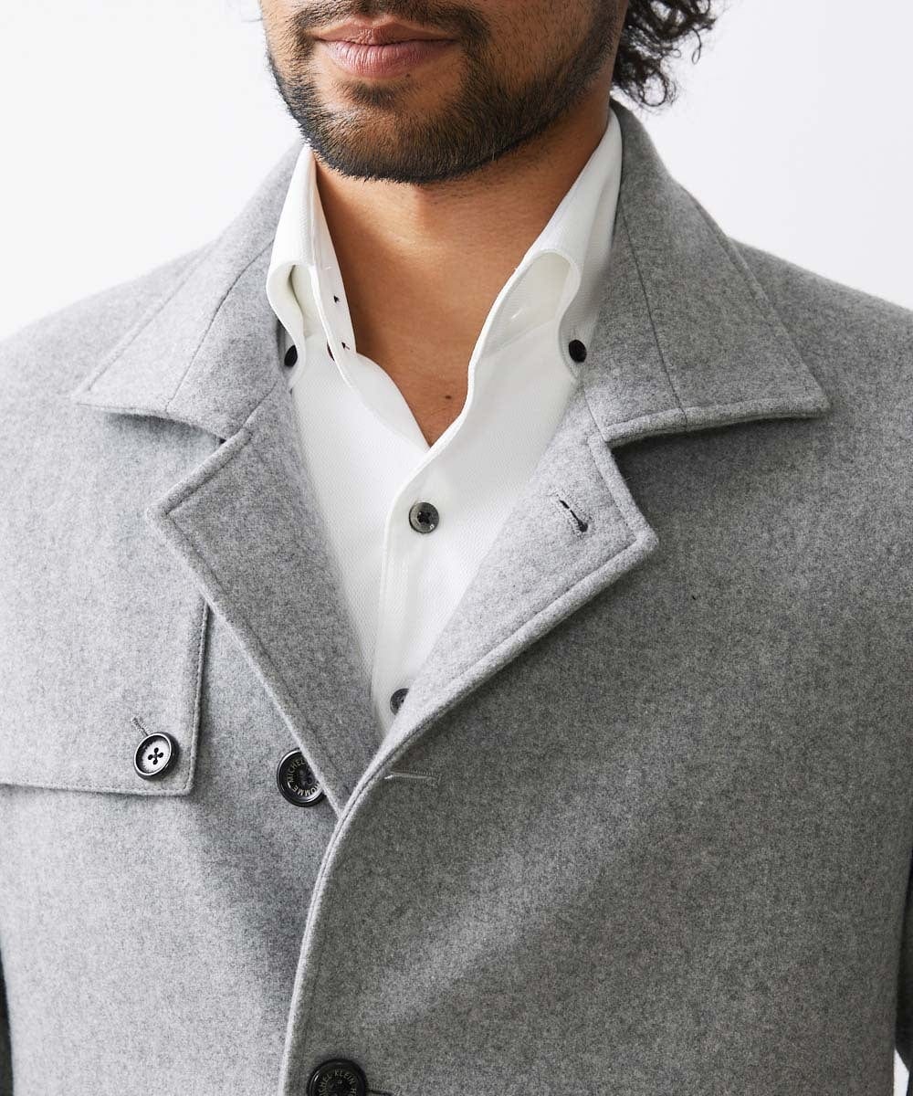 MNUCC11590 MICHEL KLEIN HOMME(ミッシェルクラン オム) スタンドカラーウールコート グレー