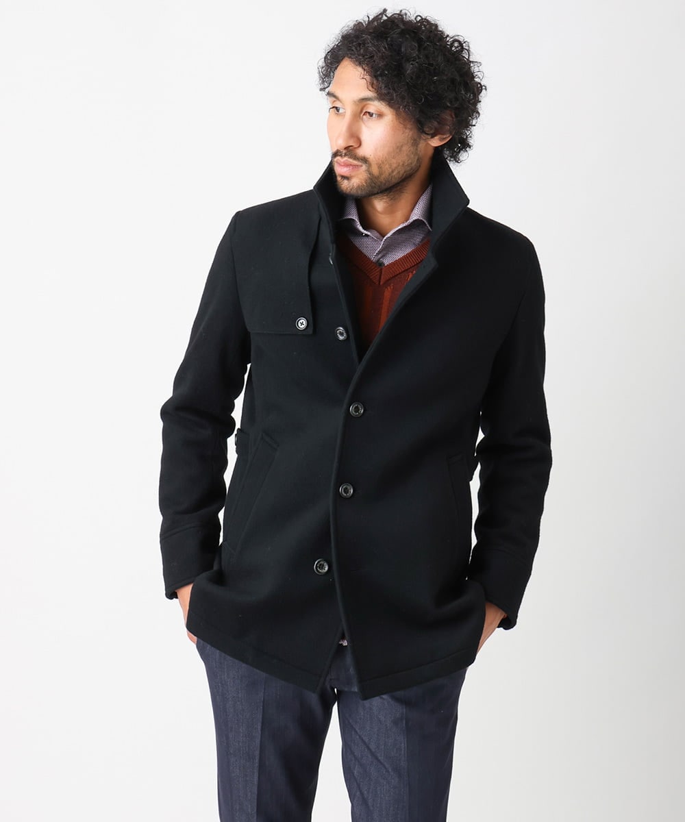 MNUCC11590 MICHEL KLEIN HOMME(ミッシェルクラン オム) スタンドカラーウールコート ブラック