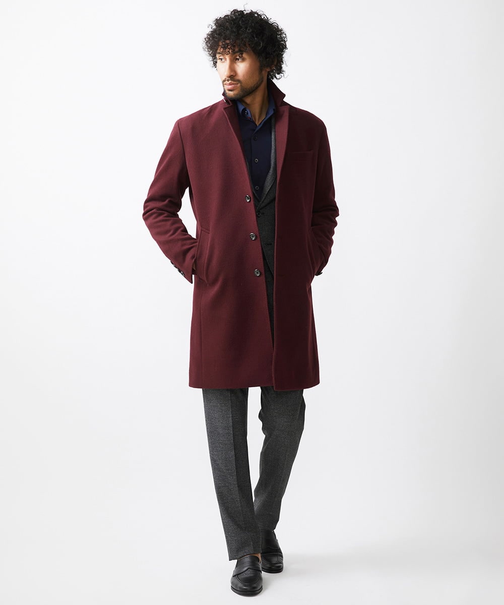 MNUCC12690 MICHEL KLEIN HOMME(ミッシェルクラン オム) コンバーチブルウールチェスターコート パープル