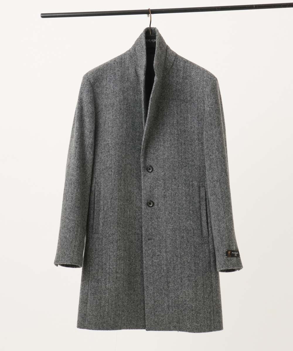 MNUCD43630 MICHEL KLEIN HOMME(ミッシェルクラン オム) ウールヘリンボンチェスターコート グレー
