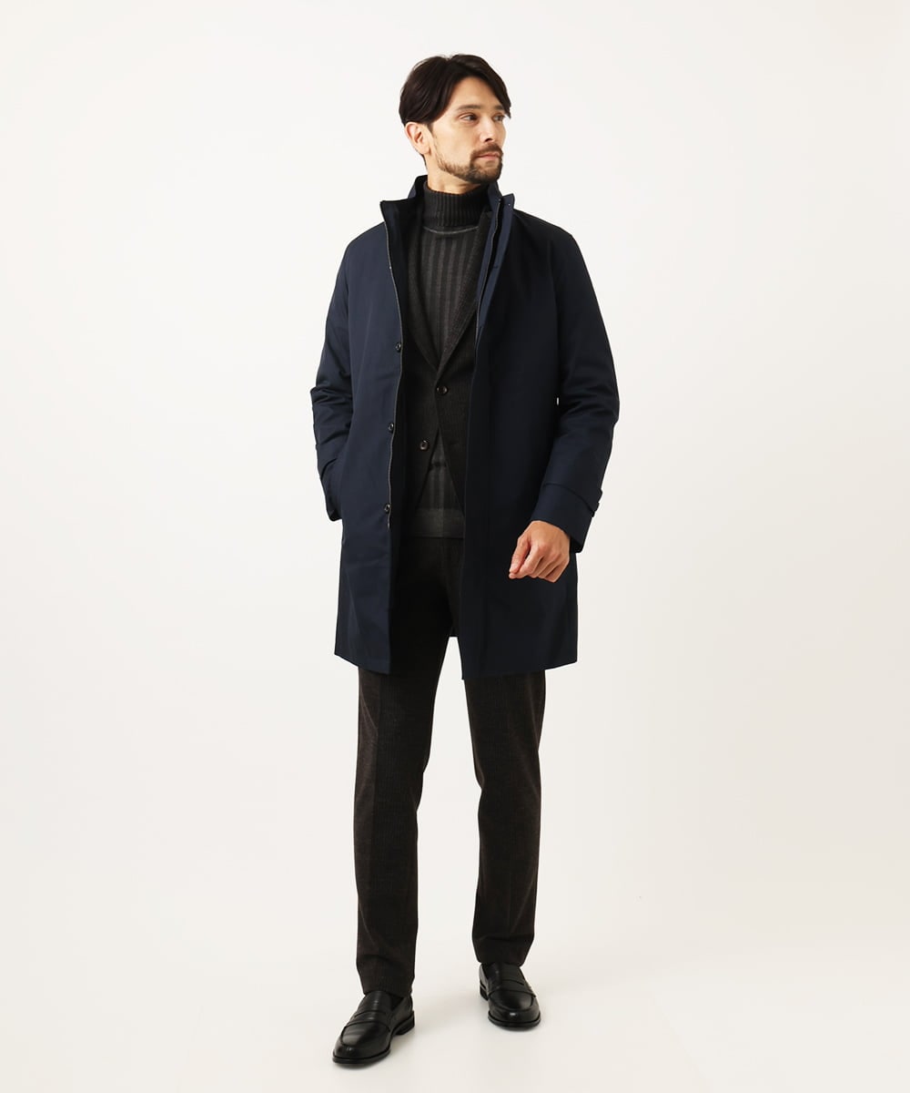 MNUCF01650 MICHEL KLEIN HOMME(ミッシェルクラン オム) 2WAYスタンドカラーロングコート ネイビー