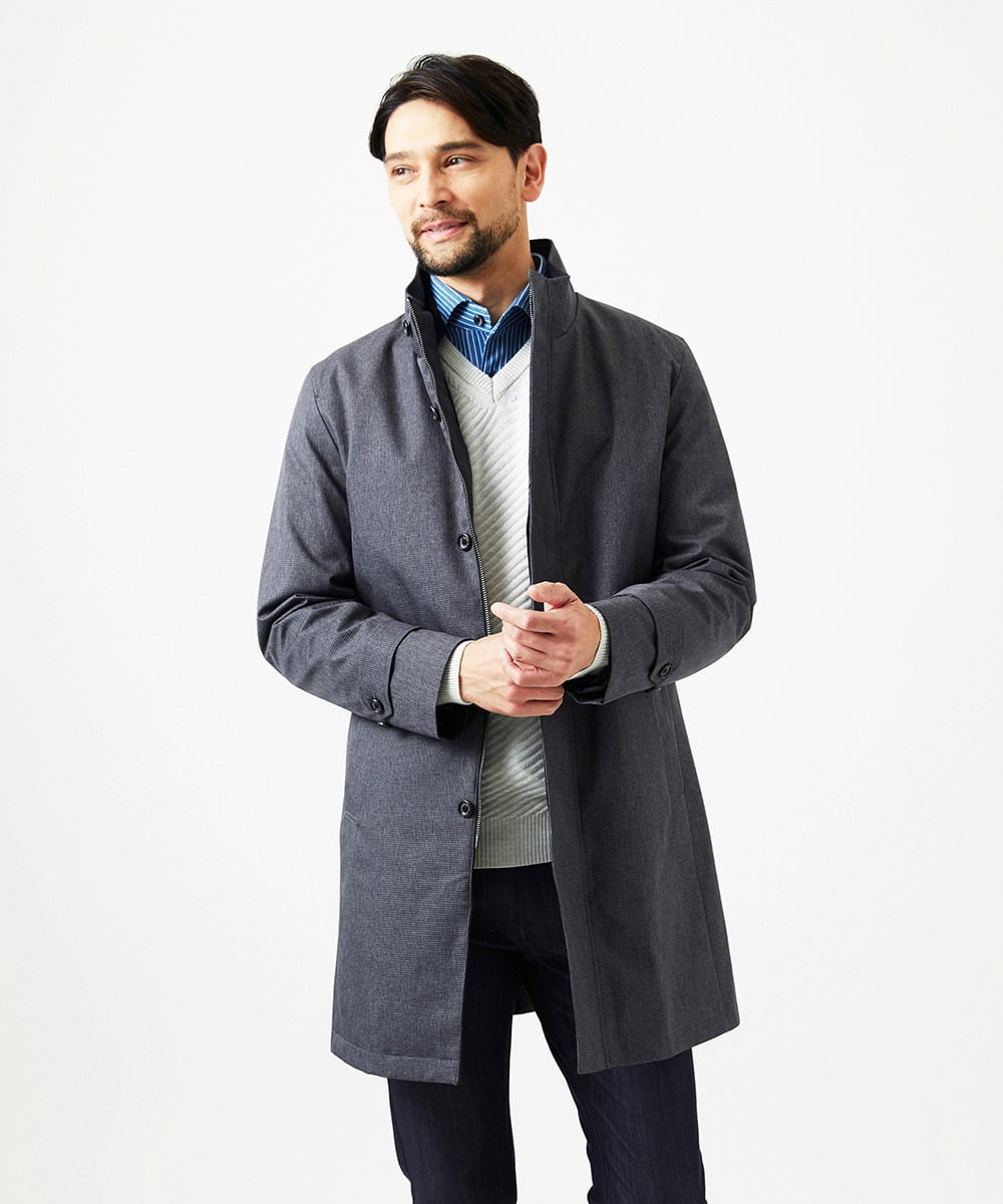 MNUCF01650 MICHEL KLEIN HOMME(ミッシェルクラン オム) 2WAYスタンドカラーロングコート グレー