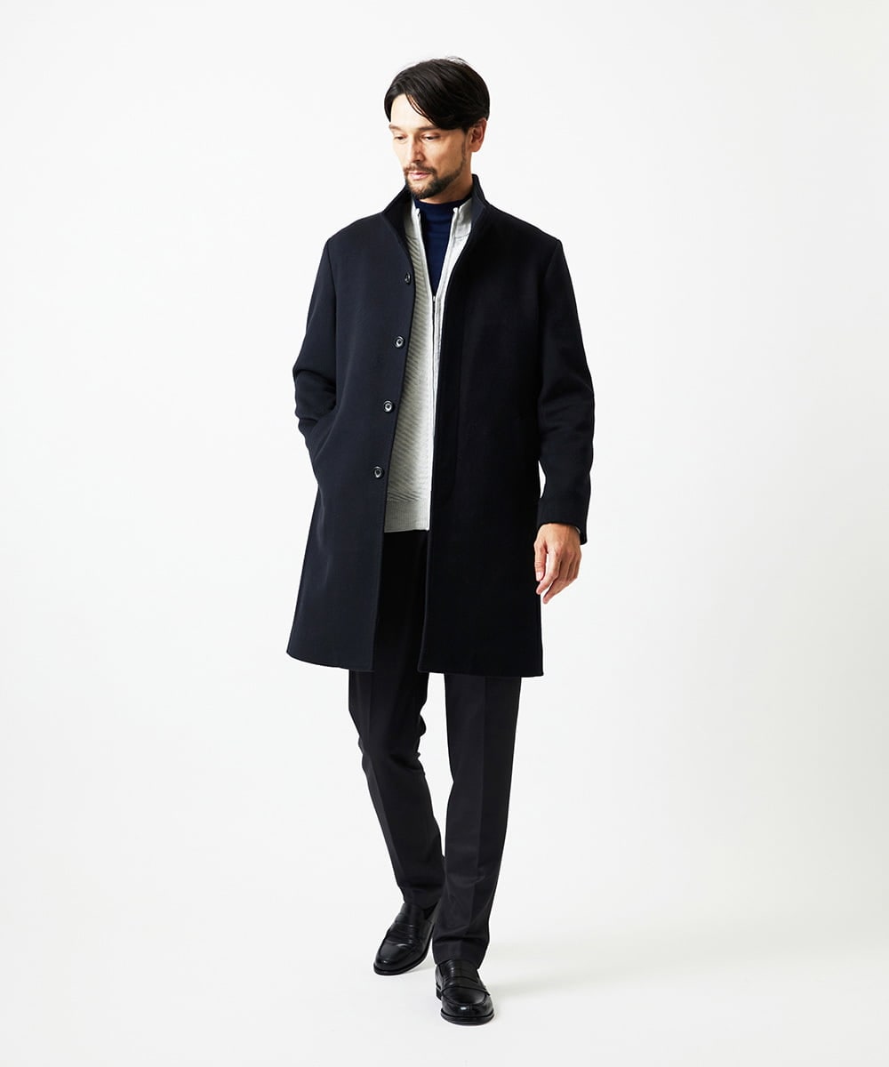 MNUCF50700 MICHEL KLEIN HOMME(ミッシェルクラン オム) スタンドカラーロングコート ネイビー