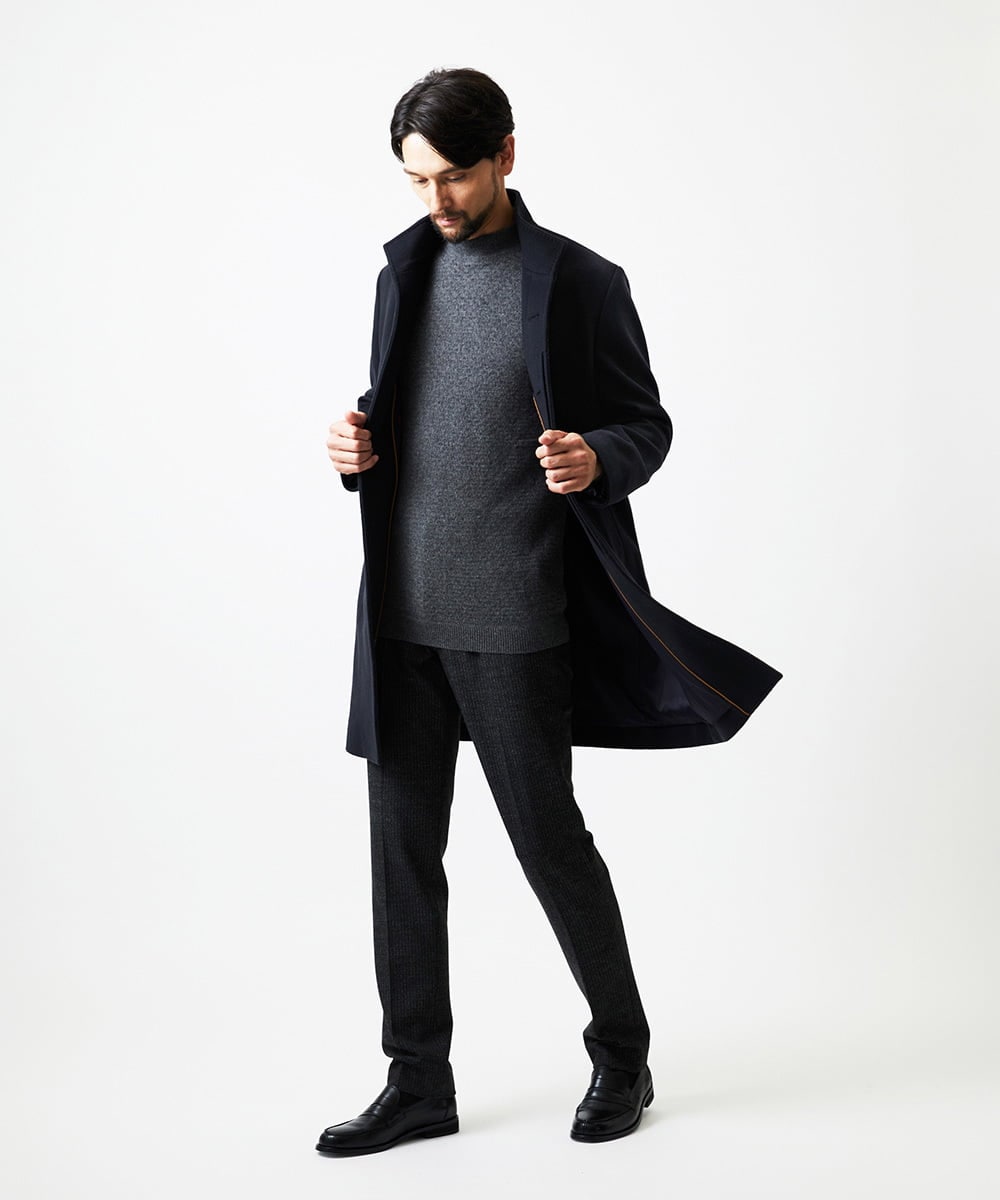 MNUCF50700 MICHEL KLEIN HOMME(ミッシェルクラン オム) スタンドカラーロングコート ネイビー