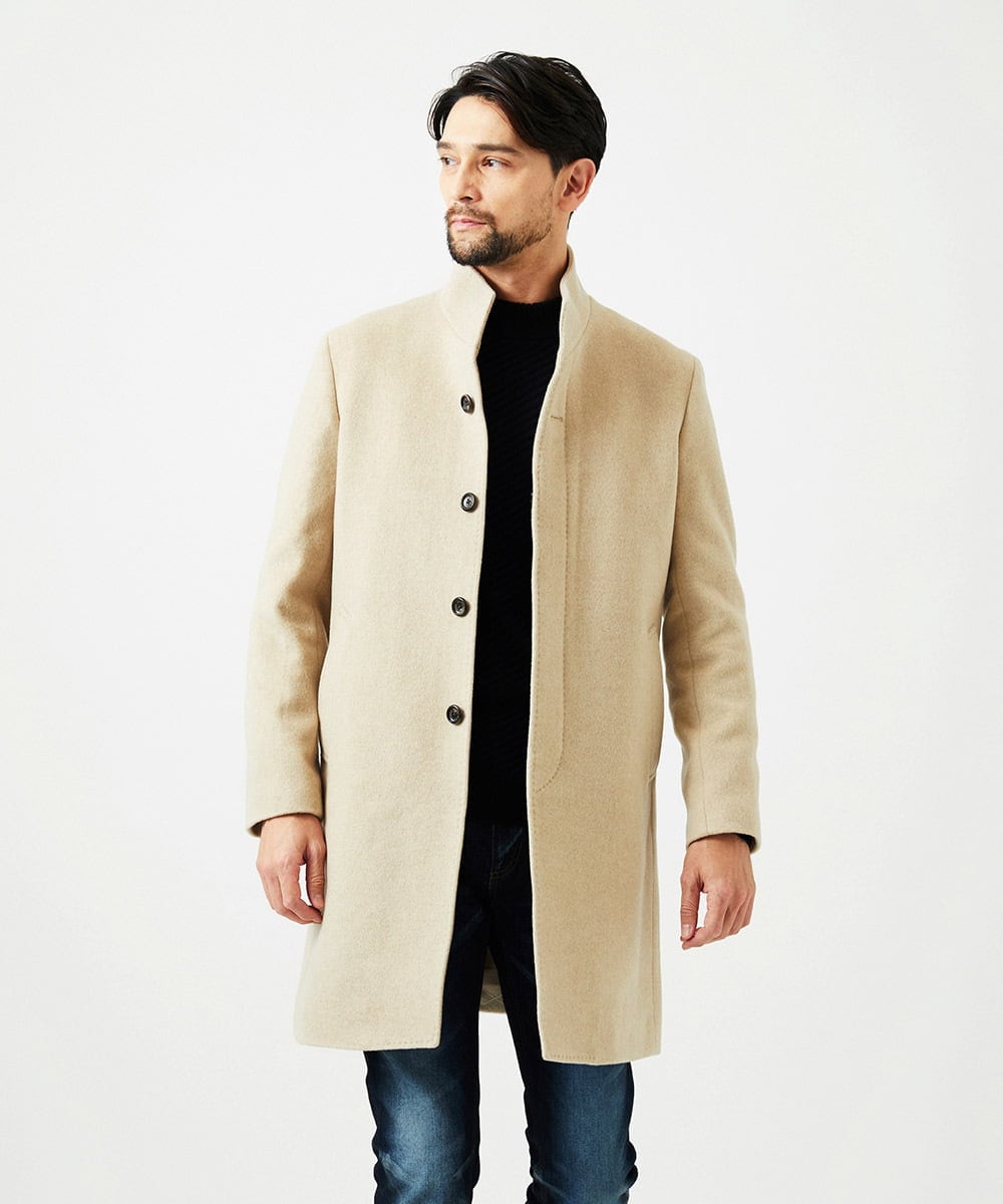 MNUCF50700 MICHEL KLEIN HOMME(ミッシェルクラン オム) スタンドカラーロングコート ベージュ