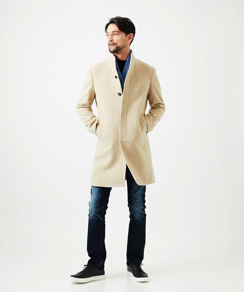 MNUCF50700 MICHEL KLEIN HOMME(ミッシェルクラン オム) スタンドカラーロングコート ベージュ