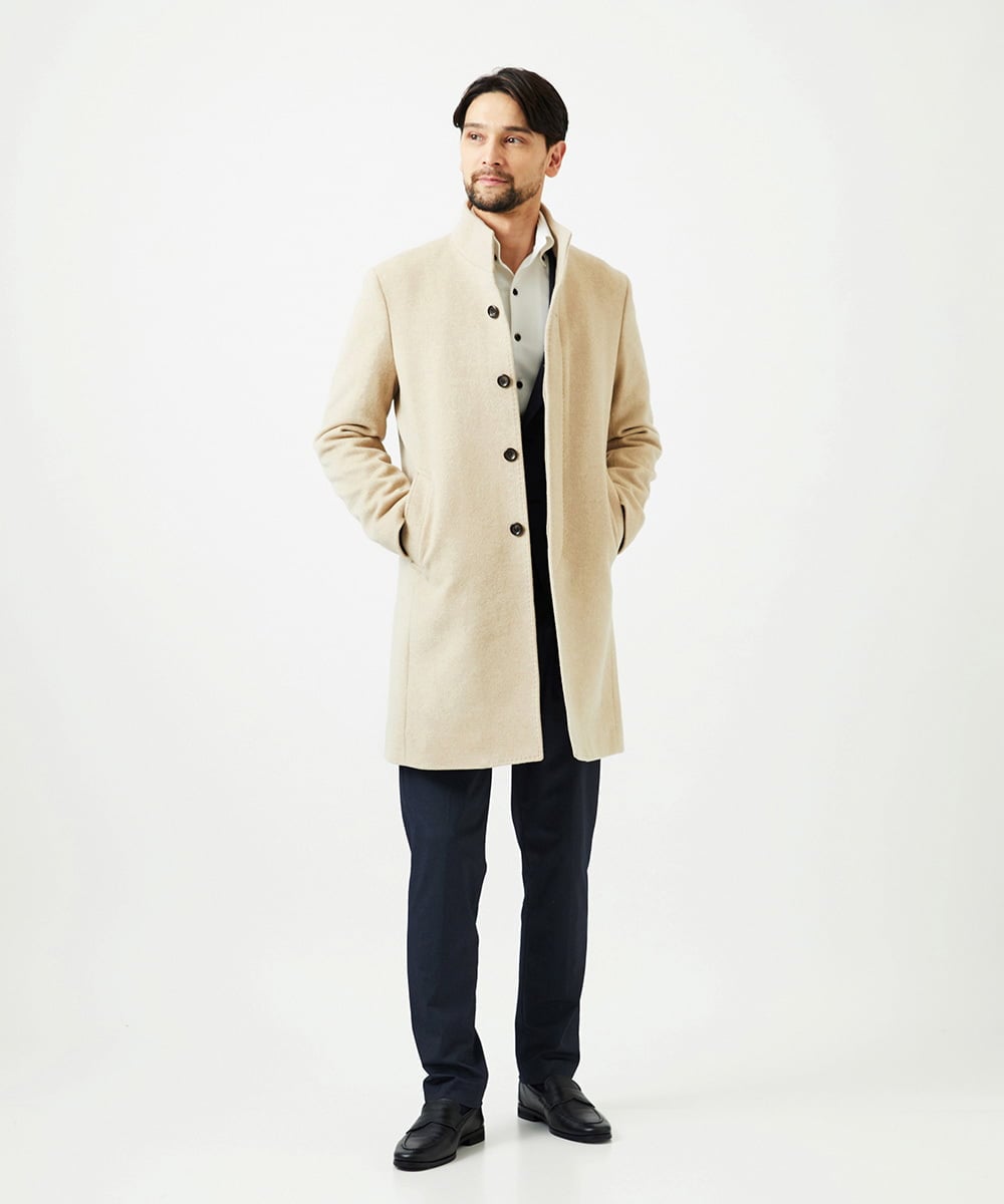 MNUCF50700 MICHEL KLEIN HOMME(ミッシェルクラン オム) スタンドカラーロングコート ベージュ