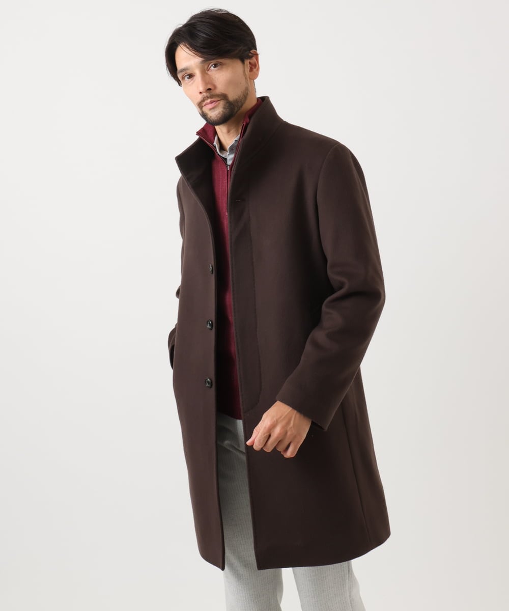 MNUCF50700 MICHEL KLEIN HOMME(ミッシェルクラン オム) スタンドカラーロングコート ブラウン