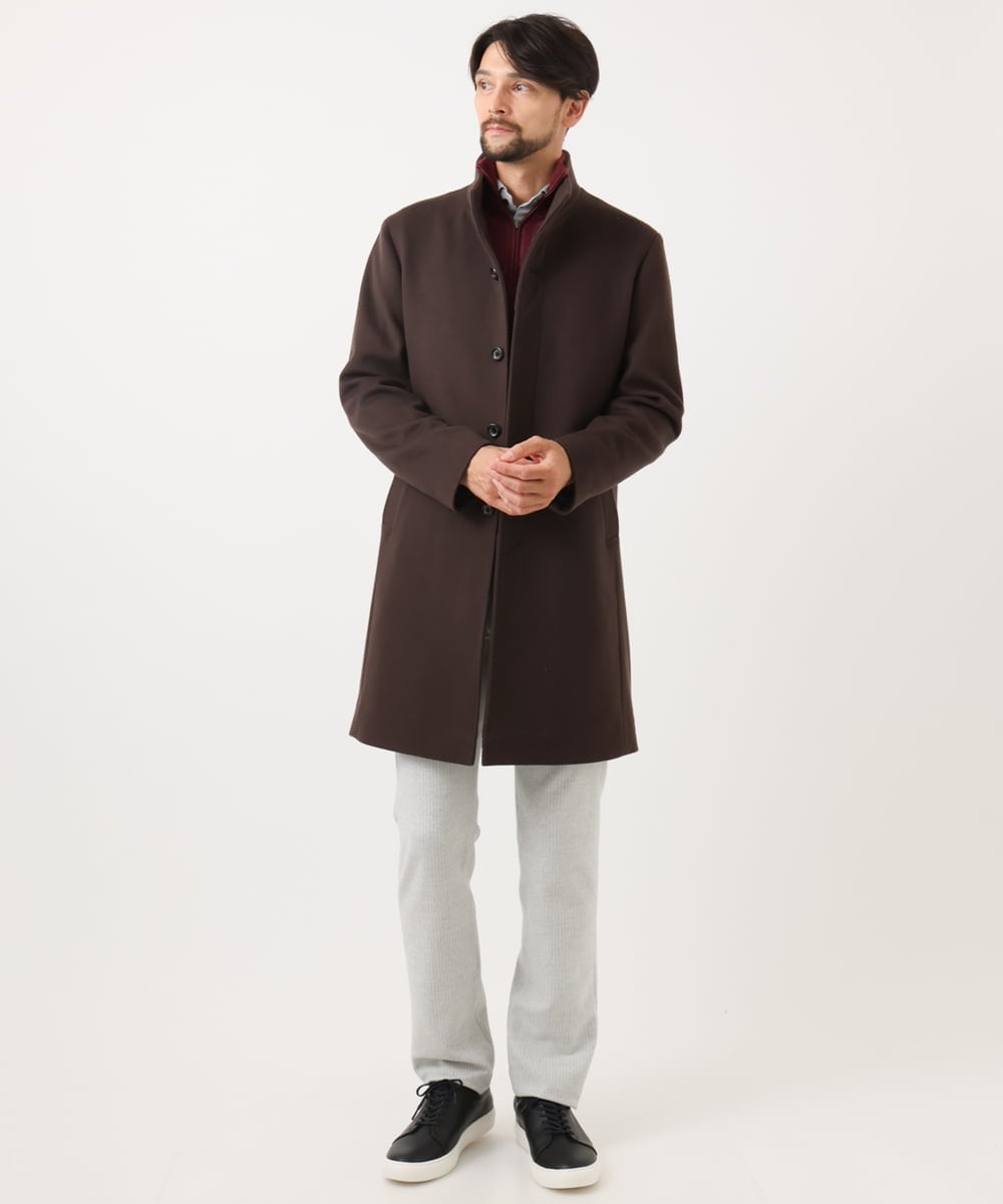 MNUCF50700 MICHEL KLEIN HOMME(ミッシェルクラン オム) スタンドカラーロングコート ブラウン