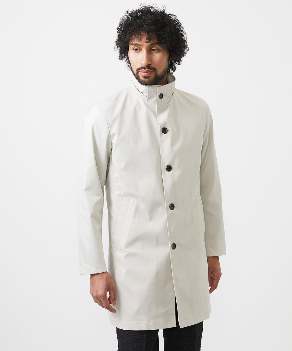 MNUDC56690 MICHEL KLEIN HOMME(ミッシェルクラン オム) フード付きスタンドカラーコート ライトグレー