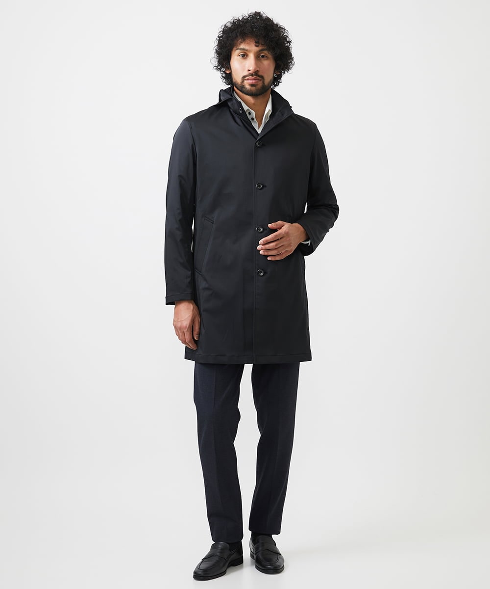 MNUDC56690 MICHEL KLEIN HOMME(ミッシェルクラン オム) フード付きスタンドカラーコート ブラック