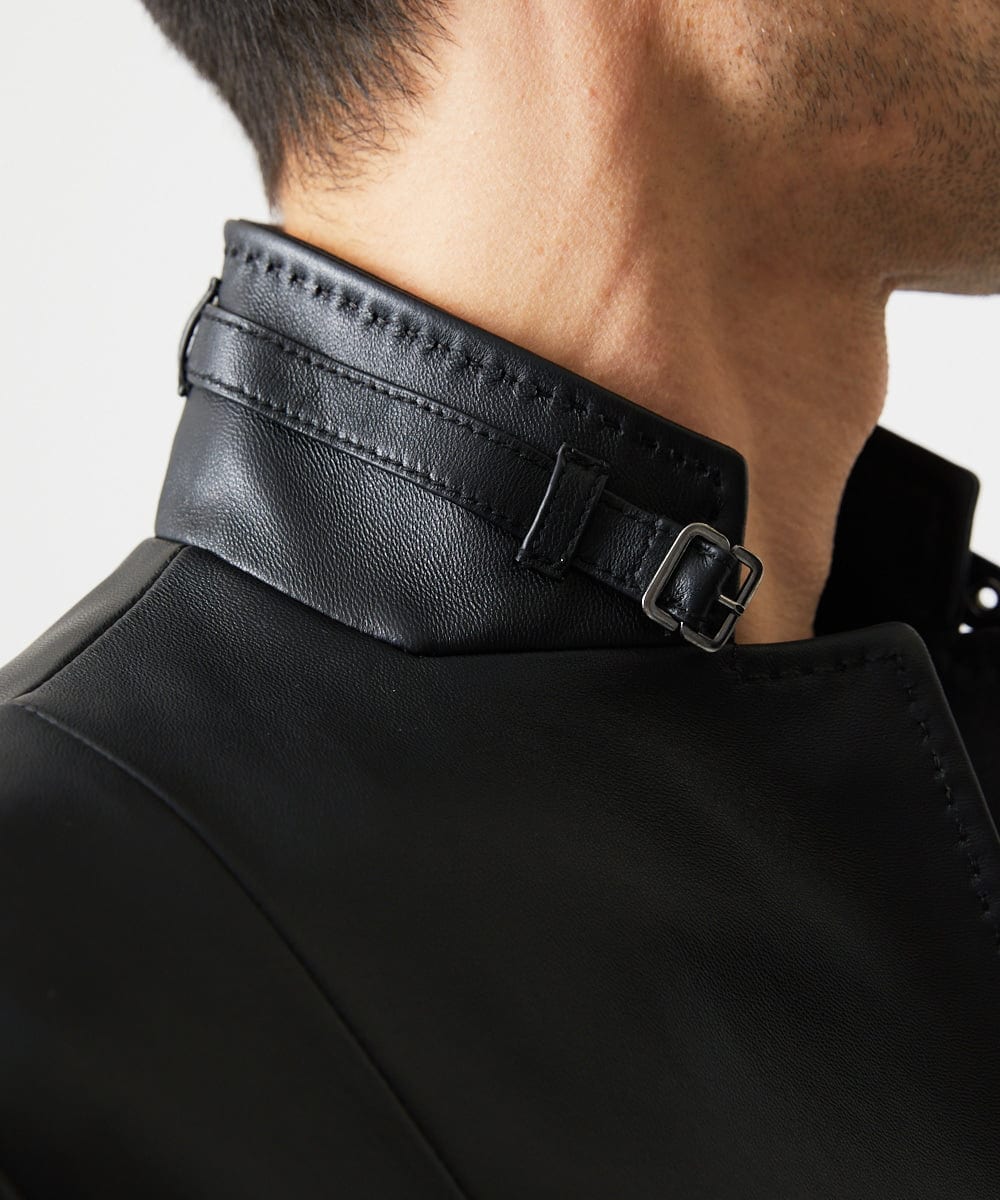 MNWVD50100 MICHEL KLEIN HOMME(ミッシェルクラン オム) ラムレザーコンバーチブルジャケット ブラック