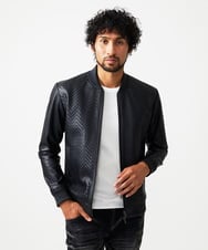 MNWVD51200 MICHEL KLEIN HOMME(ミッシェルクラン オム) ラムレザーMA-1型ブルゾン ブラック