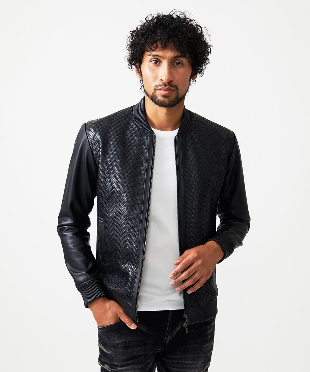 MNWVD51200 MICHEL KLEIN HOMME(ミッシェルクラン オム) ラムレザーMA-1型ブルゾン ブラック