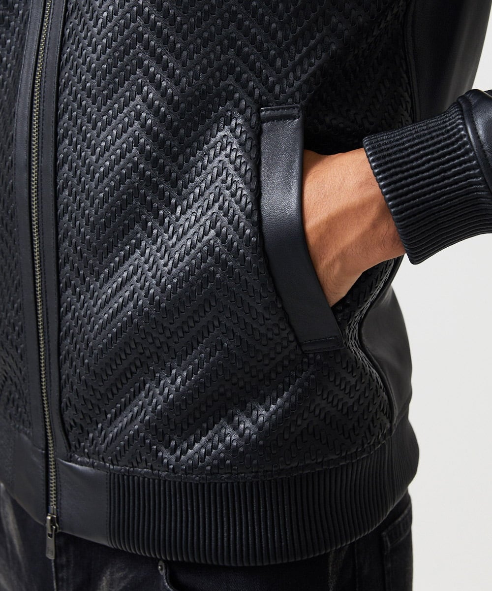 MNWVD51200 MICHEL KLEIN HOMME(ミッシェルクラン オム) ラムレザーMA-1型ブルゾン ブラック