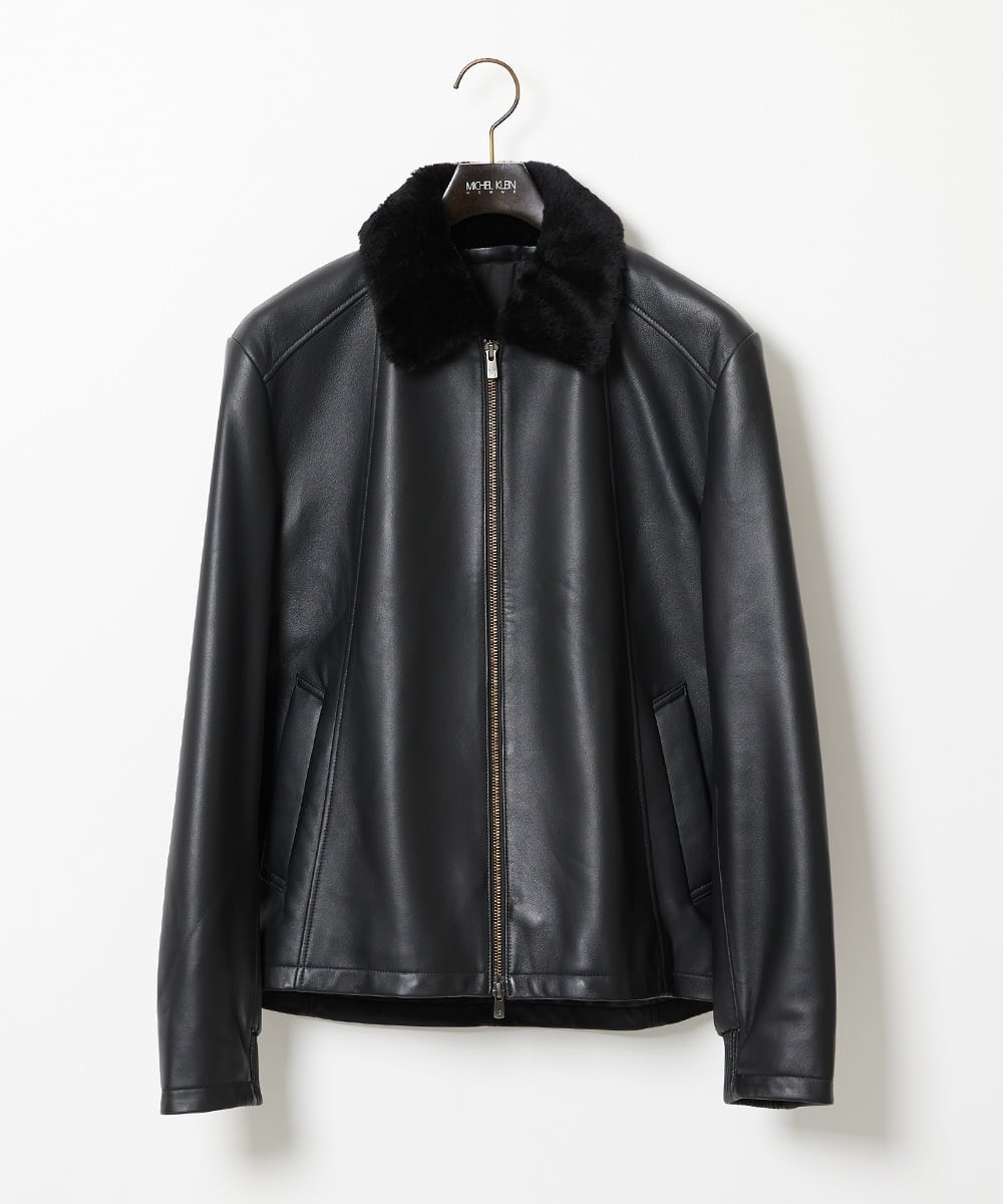 MNWVI01130 MICHEL KLEIN HOMME レザーライダースブルゾン