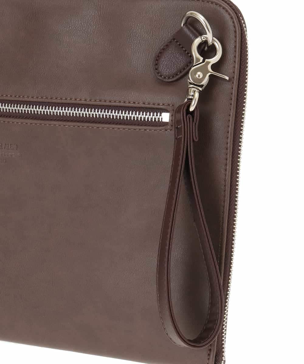 MS5JD12095 MK MICHEL KLEIN HOMME(MKミッシェルクランオム) 異素材ドッキングクラッチバック ブラウン