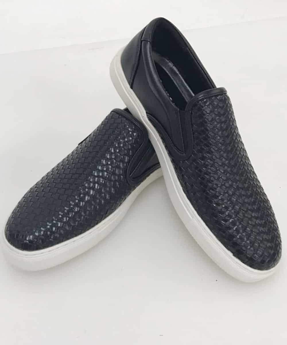 MS6AL25085 MK MICHEL KLEIN HOMME(MKミッシェルクランオム) 編み込みスリッポン ブラック