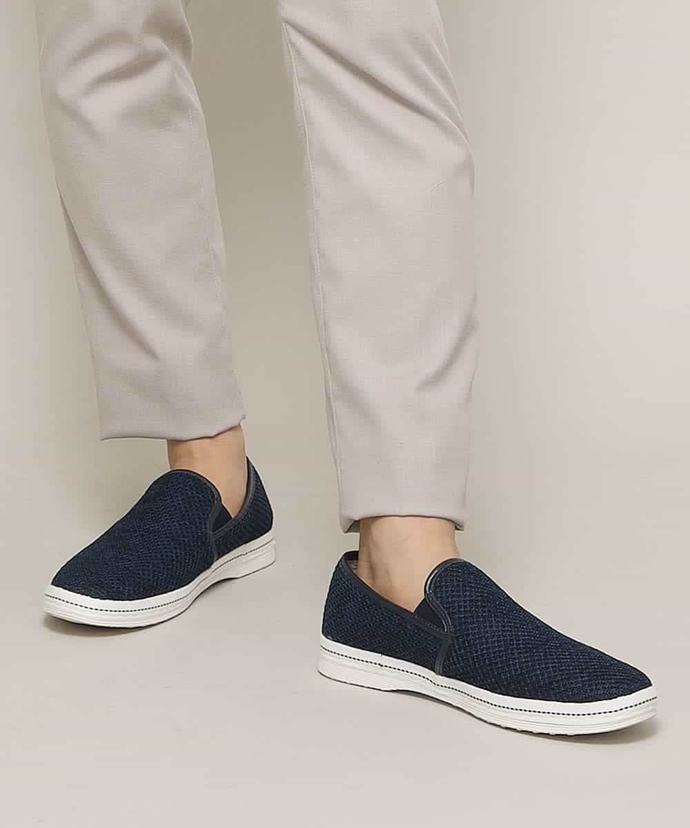 MS6GK41085 MK MICHEL KLEIN HOMME(MKミッシェルクランオム) モクメッシュスリッポン ネイビー