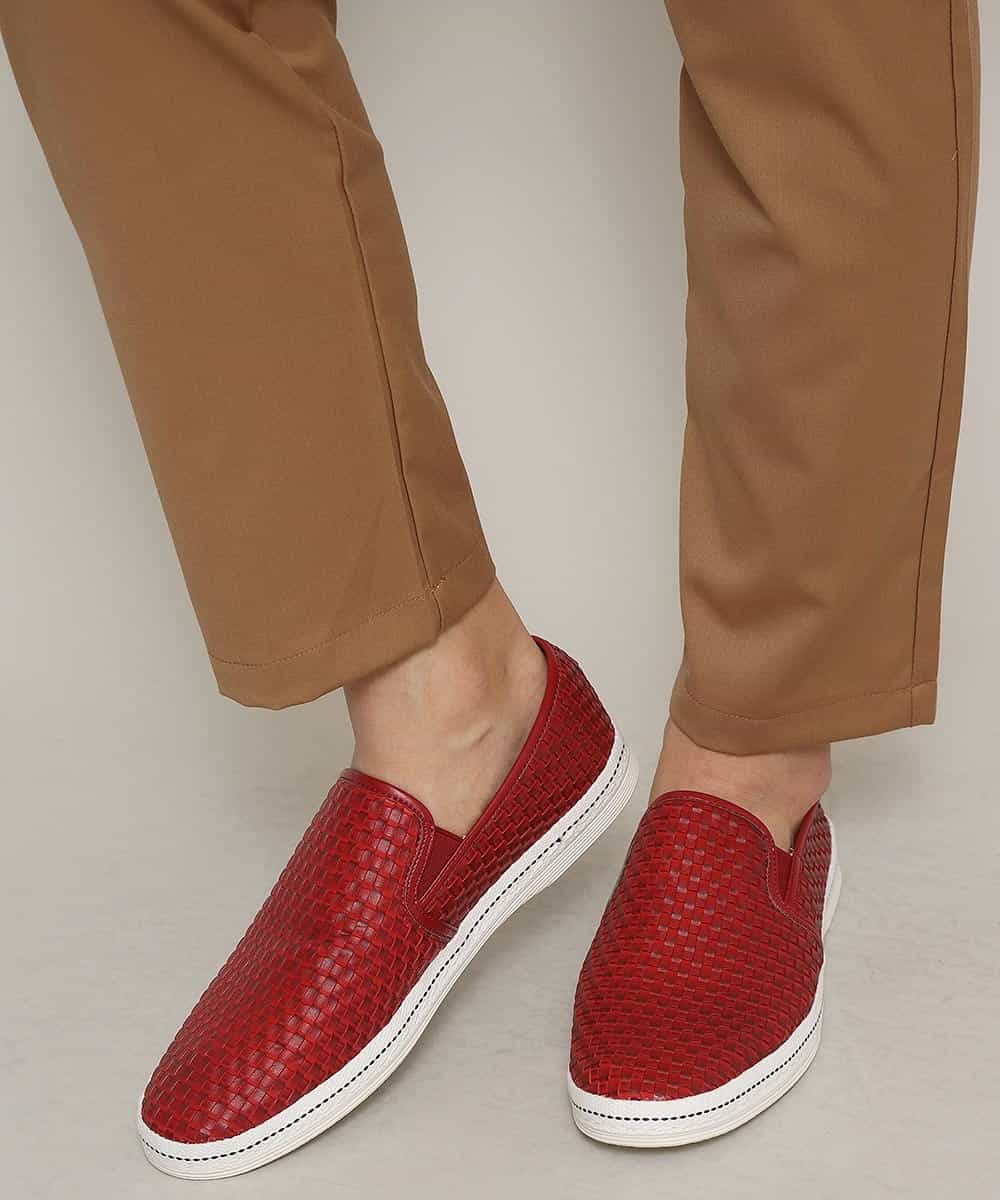 MS6JK43085 MK MICHEL KLEIN HOMME(MKミッシェルクランオム) 編み込みスリッポン レッド