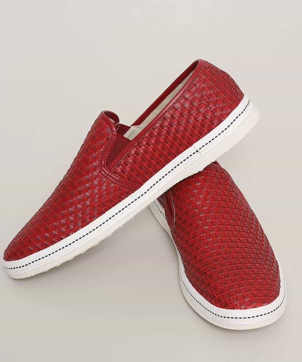 MS6JK43085 MK MICHEL KLEIN HOMME(MKミッシェルクランオム) 編み込みスリッポン レッド