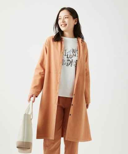 NGBEF15390 GIANNI LO GIUDICE [洗える]二重織ガーゼデニム製品染めブラウス