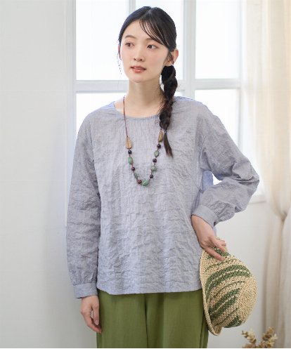 NGBEF19210 GIANNI LO GIUDICE [洗える・日本製]シャーリングシャンブレーブラウス