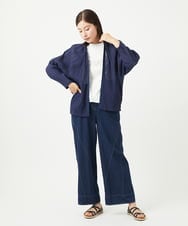 NGBGA23330 GIANNI LO GIUDICE(ジャンニ ロ ジュディチェ) [洗える]コットン楊柳ラグランスリーブフーディー ネイビー