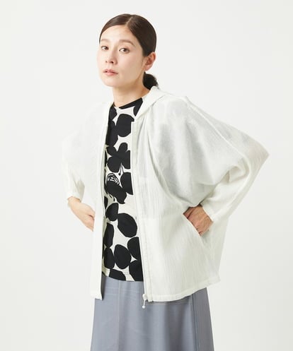 NGBGA23330  [洗える]コットン楊柳ラグランスリーブフーディー
