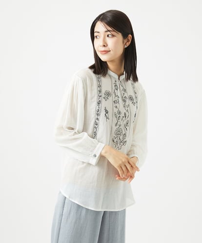 NGBGA32330  [洗える]コットンガーゼ刺繍ブラウス