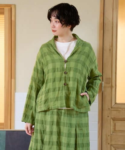 NGBGE53360 GIANNI LO GIUDICE [洗える]シャドーチェックブラウス
