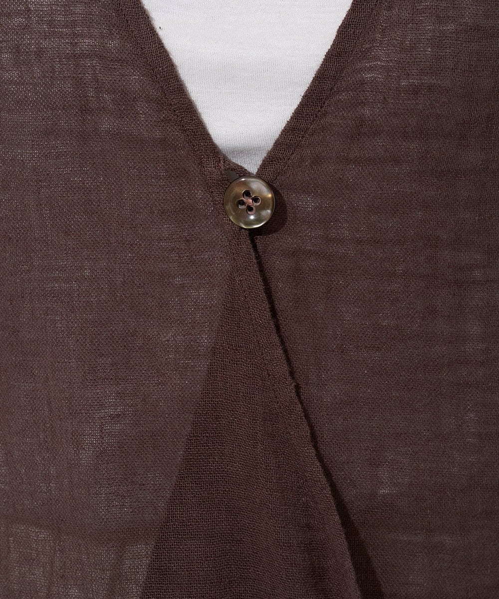 NGBGE54270 GIANNI LO GIUDICE(ジャンニ ロ ジュディチェ) [洗える]リネンからみ織りカーディガン ブラウン