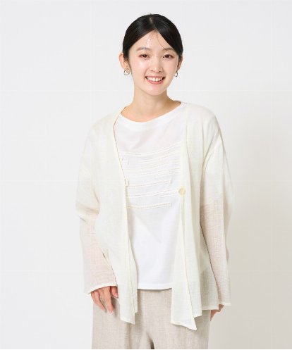 NGBGE54270 GIANNI LO GIUDICE [洗える]リネンからみ織りカーディガン