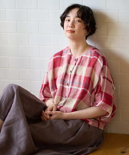 NGBGE55330 GIANNI LO GIUDICE [洗える・日本製]先染めチェックドルマンブラウス