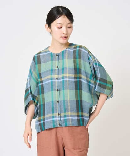 NGBGE55330 GIANNI LO GIUDICE [洗える・日本製]先染めチェックドルマンブラウス