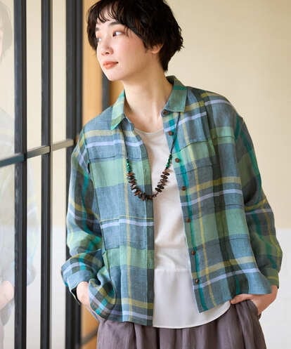 NGBGE56360 GIANNI LO GIUDICE [洗える・日本製]先染めチェックブラウス
